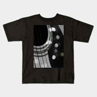 Guitar Bokeh Black and White Kids T-Shirt